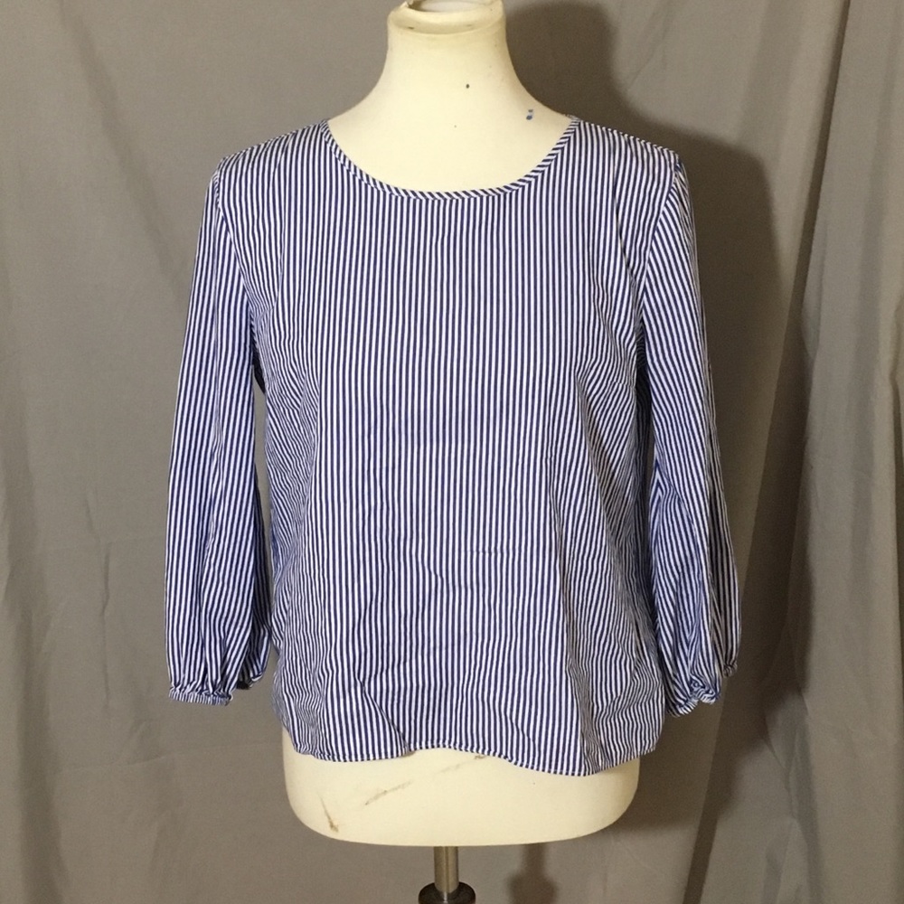 Pink Rose blue & white striped blouse